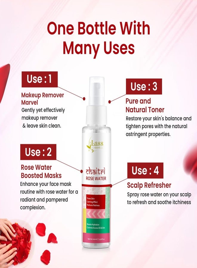 Lass Natural Rose Water: Your Solution for Oil Control | Redness Reduction | Hydration Boost and Calming Makeup Remover -100ML - Image 5