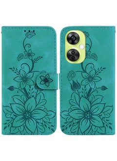 Case Cover For For OnePlus Nord CE 3 Lite / N30 Lily Embossed Leather Phone Case(Green)