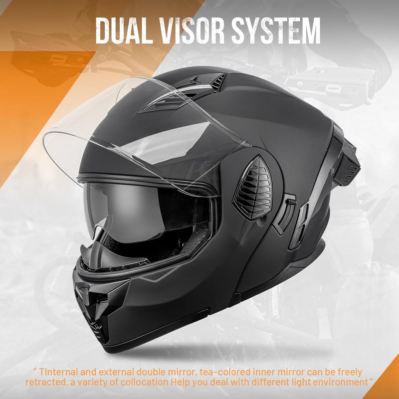 OUMURS DOT Motorcycle Full Face Helmet with Dual Visor and Sun Shield - Model-167 - Image 5