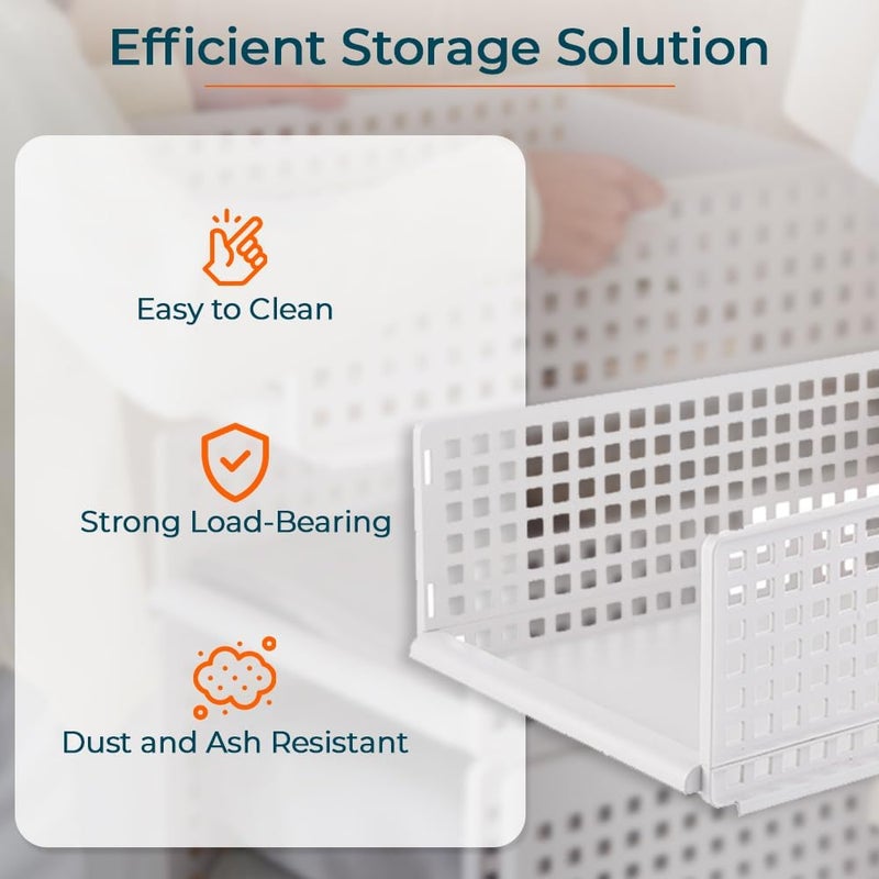 Kuber Industries Integrated Stacking Basket|Storage Organizer|Basket For Cosmetic, Fruits, Assesories|White - Image 4