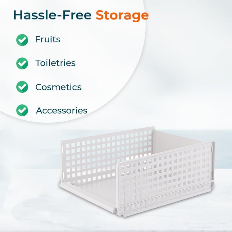 Kuber Industries Integrated Stacking Basket|Storage Organizer|Basket For Cosmetic, Fruits, Assesories|White - Image 5