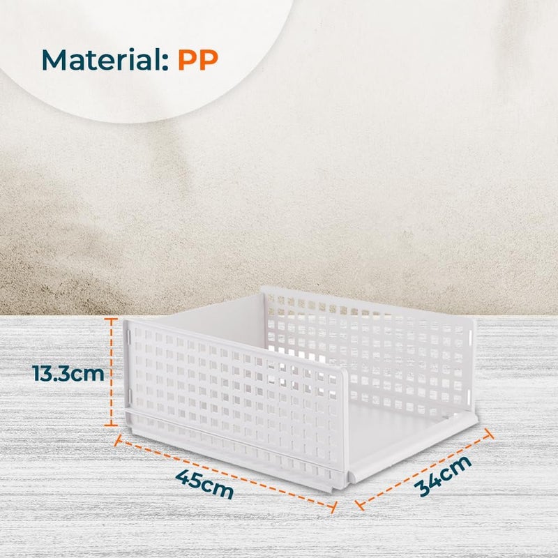Kuber Industries Integrated Stacking Basket|Storage Organizer|Basket For Cosmetic, Fruits, Assesories|White - Image 3