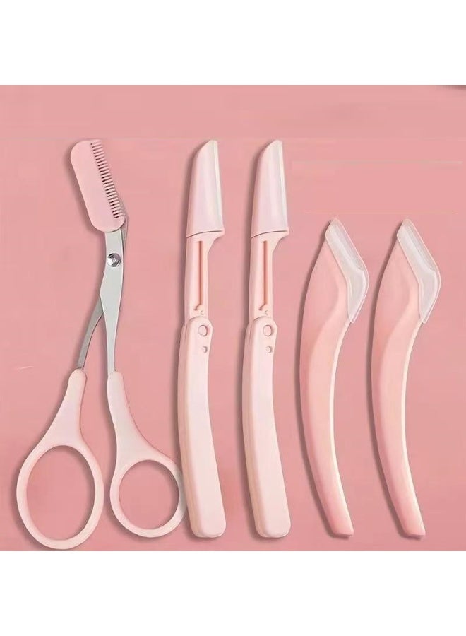 5Pcs Eyebrow Trimming Set With Eyebrow Razor And Eyebrow Scissors - Image 1