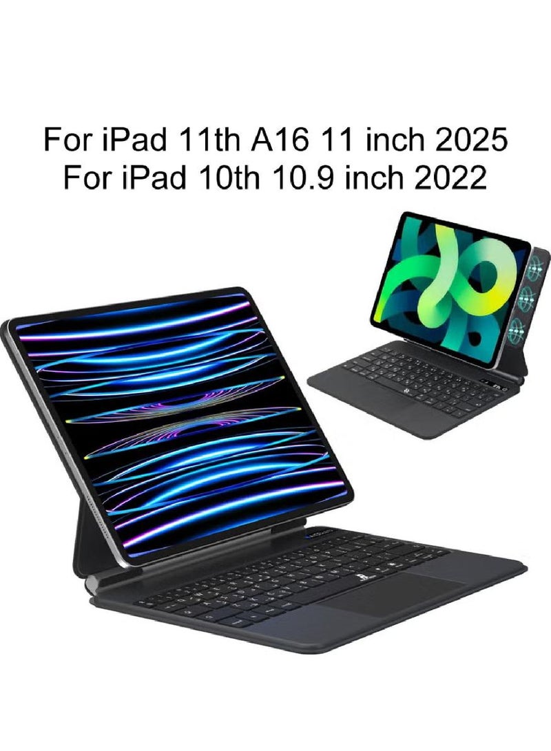 فوميمو حافظة لوحة مفاتيح سحرية لأجهزة الآيباد (A16) 11 بوصة 2025 / حافظة لوحة مفاتيح للآيباد 10.9 بوصة 2022 مع غطاء خلفي مغناطيسي للوحة مفاتيح ذكية بإضاءة خلفية للوحة مفاتيح 2025 (A3354 A3355 A3355 A3356) /2022 (A2696 A2757 A2777) - Image 1