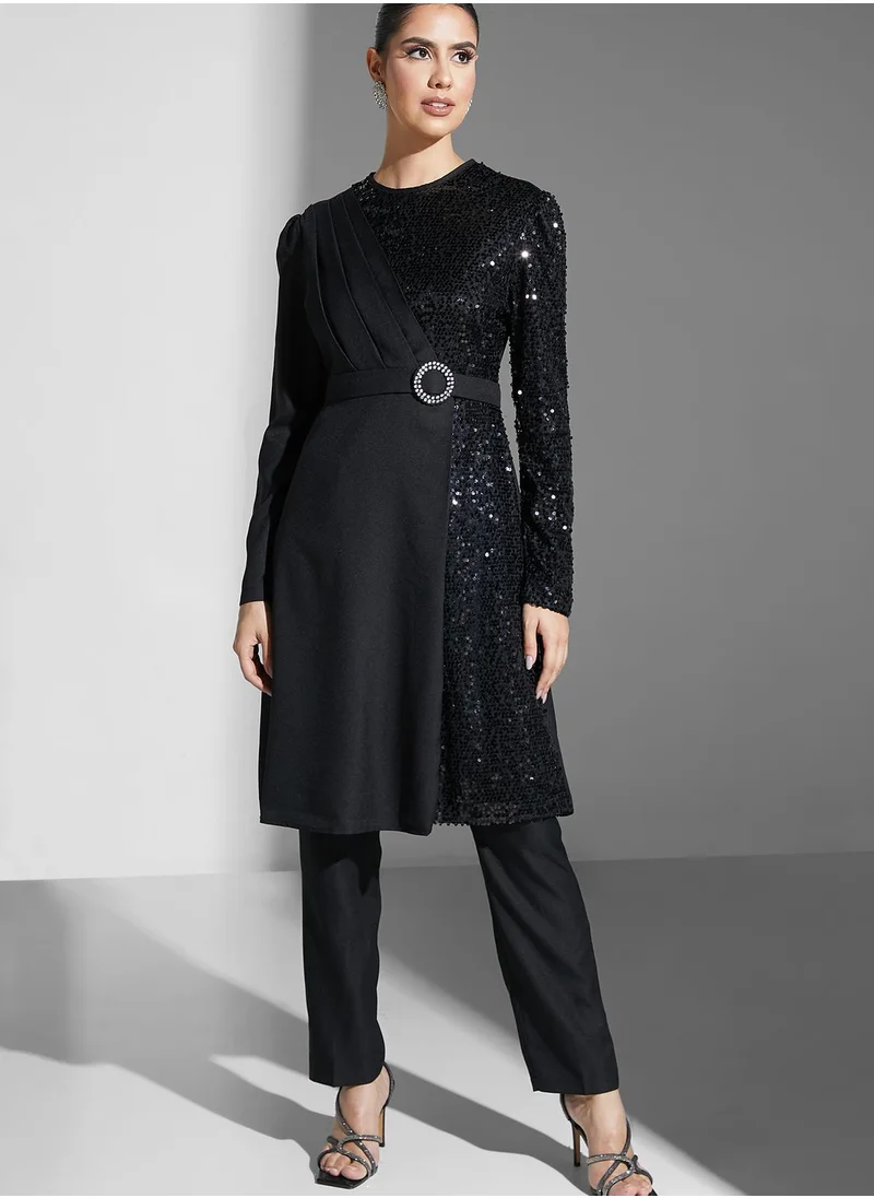Khizana Shimmer Detail Tunic & Pant Set