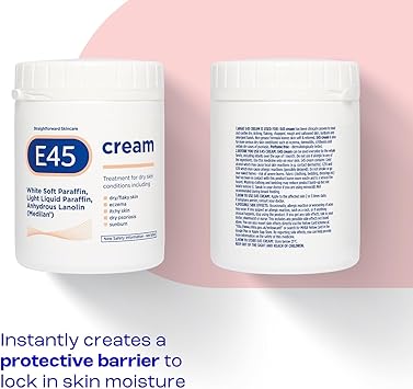 E45 Cream 500 g Tub Moisturiser for Dry Skin and Sensitive Skin Emollient Body Cream to Soothe Dry and Irritated Skin Itchy Skin Eczema Cream PerfumeFree Face Cream and NonGreasy Hand Cream - Image 3