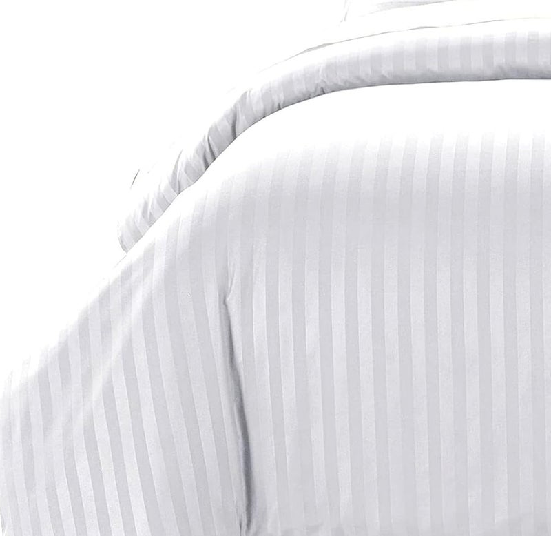 Amali  1cm 100% PureCotton Strip Satin Bedsheet set 4 Pcs Single Size (120 x 200 + 35 cm) Including Duvet Cover, Fitted Sheet and 1 Oxford & 1 Standard Pillowcases best for Home - Image 2