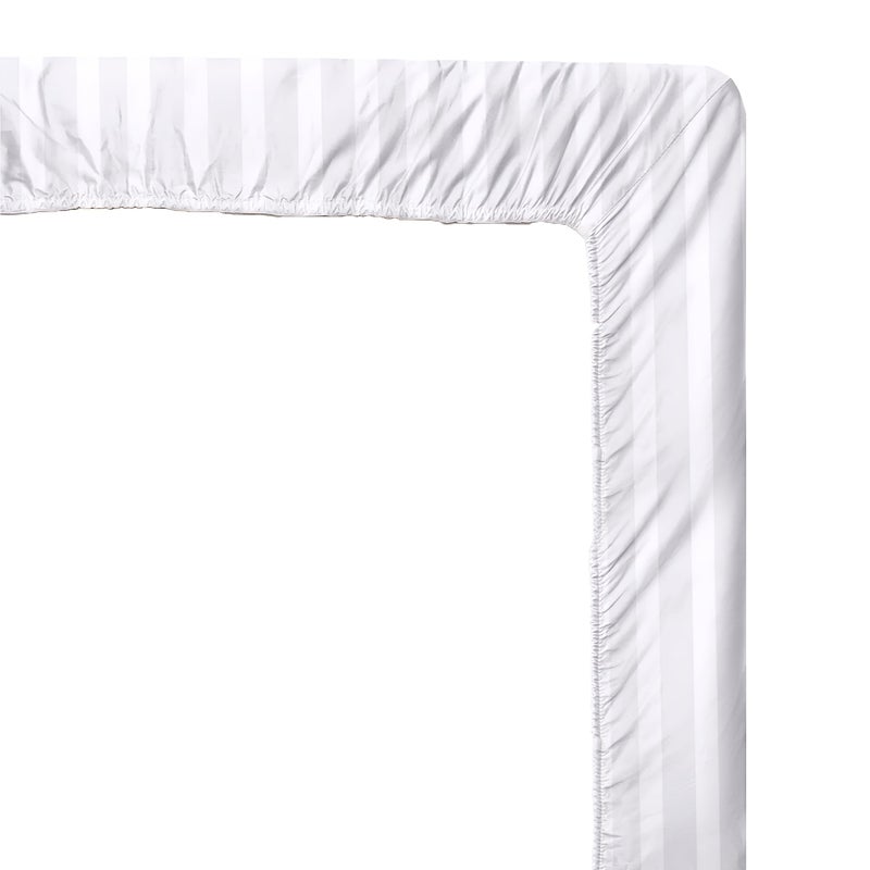 Amali  1cm 100% PureCotton Strip Satin Bedsheet set 4 Pcs Single Size (120 x 200 + 35 cm) Including Duvet Cover, Fitted Sheet and 1 Oxford & 1 Standard Pillowcases best for Home - Image 4