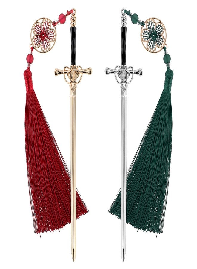 Jeffdad 2Pcs Sword Katana Bookmark Vintage Tassel Metal Pendant Bookmarks Unique Book Lovers Presents Birthday Presents Teacher Gifts Thanks Gift for Boyfriend - Image 1