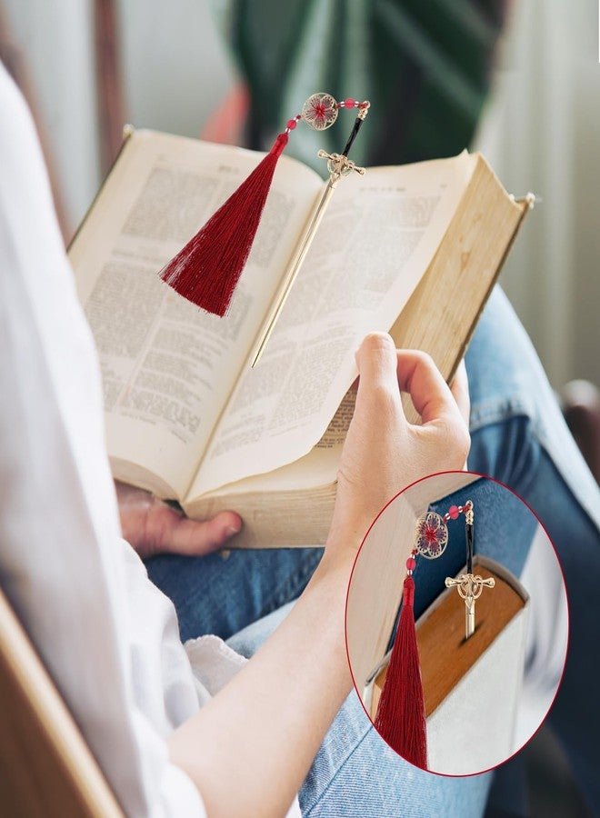 Jeffdad 2Pcs Sword Katana Bookmark Vintage Tassel Metal Pendant Bookmarks Unique Book Lovers Presents Birthday Presents Teacher Gifts Thanks Gift for Boyfriend - Image 4