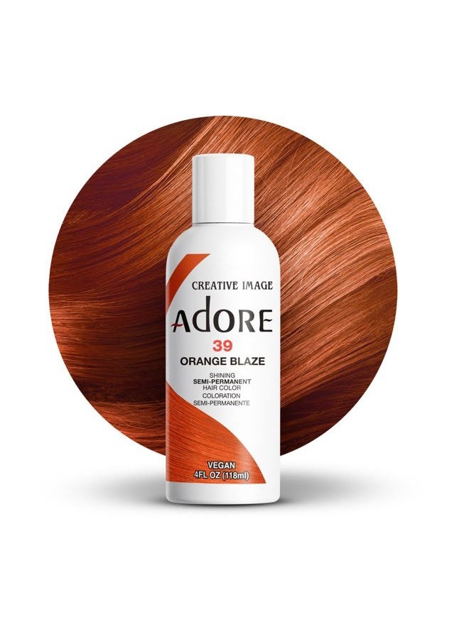 Adore Semi Permanent Hair Color - Vegan and Cruelty-Free Orange Hair Dye - 4 Fl Oz - 039 Orange Blaze (Pack of 1) - Image 1