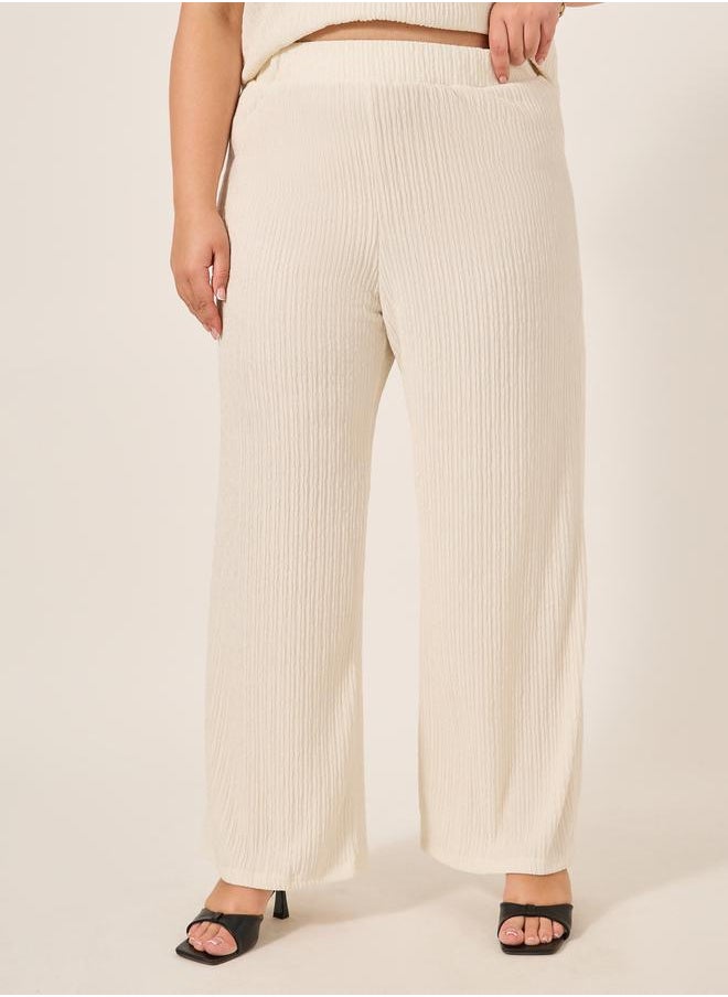 Styli Plus Size Crinkle Knit Short Sleeve Top and Straight Leg Pants Co-Ords  - Image 5