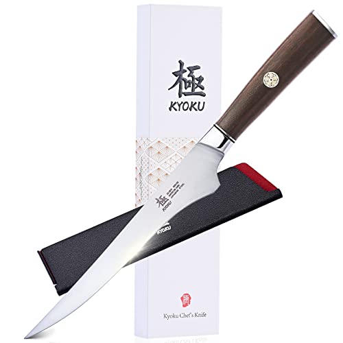 KYOKU 6.5 Inch Boning Knife - Daimyo Series - Butcher Knife with Ergonomic Rosewood Handle, and Mosaic Pin - Japanese 440C Stainless Steel Kitchen Knife with Sheath & Case - Image 1