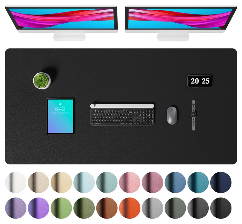 Aothia Faux Leather Desk Mat â€“ Large Mouse Pad, Non-Slip PU Leather Blotter, Waterproof Writing Surface for Office and Home (Black, 47.2" x 23.6") - Image 1