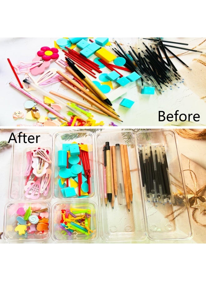 IMPORTED 9 Pcs Clear Drawer Organizer Set, 3 Size Acrylic Drawer Storage Trays, Storage Tray for Makeup, Kitchen, Gadgets, Office - Image 4