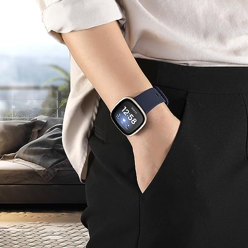 Getino Compatible with Fitbit Sense/Versa Bands for Women Men, Silicone Sport Accessories for Sense 2/Versa 3/4 Watch, Small Black/Navy/Plum/Gray - Image 2