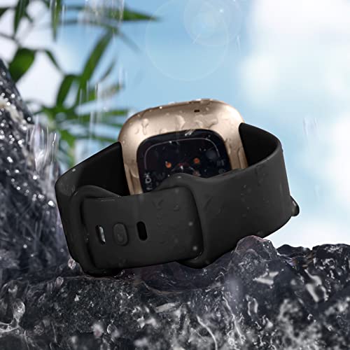 Getino Compatible with Fitbit Sense/Versa Bands for Women Men, Silicone Sport Accessories for Sense 2/Versa 3/4 Watch, Small Black/Navy/Plum/Gray - Image 4