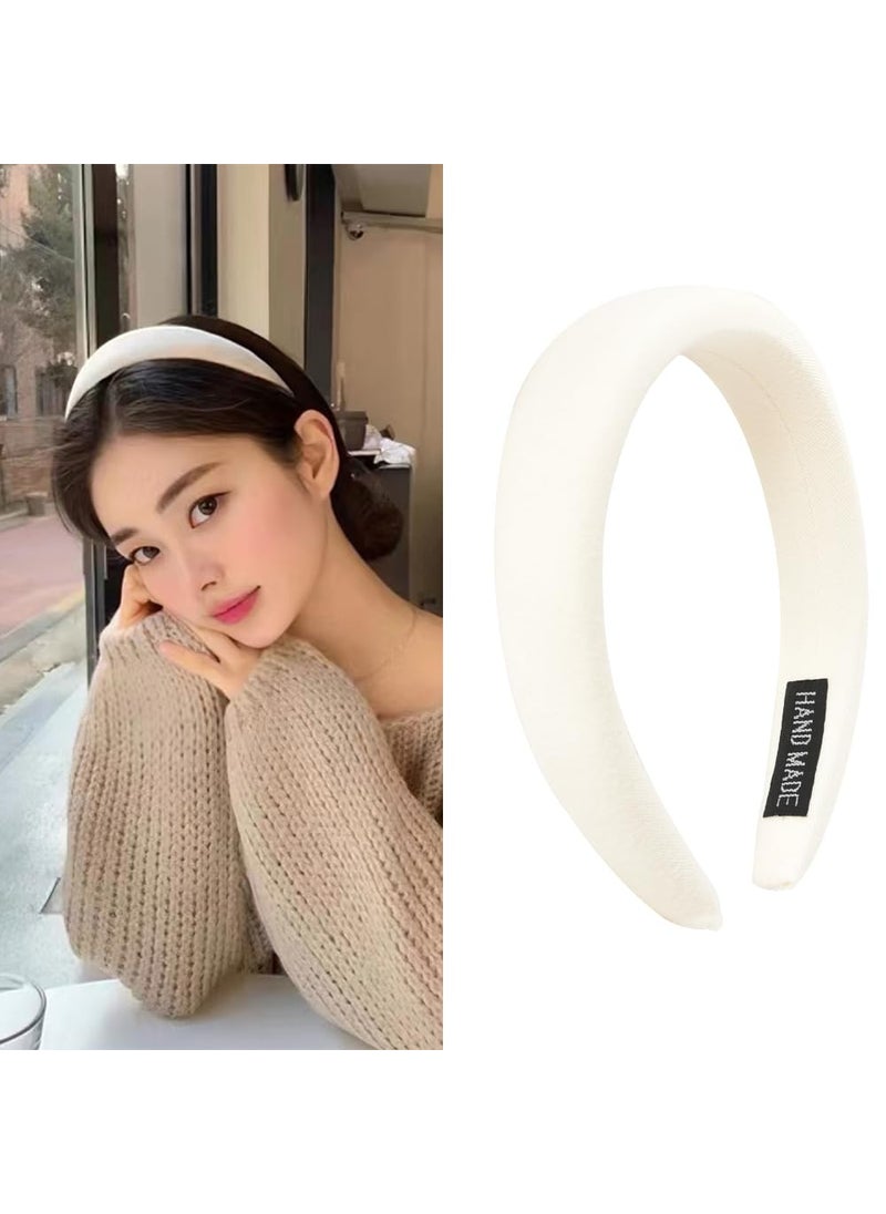 Sisadodo White Headband Hairband for Women Fancy Hair Head Bands for Thick Thin Hair Non Slip Hair Hoops for Teen Girl Cute Headbands with No Teeth Vintage Hair Accessories Ornament for Women Girls White 