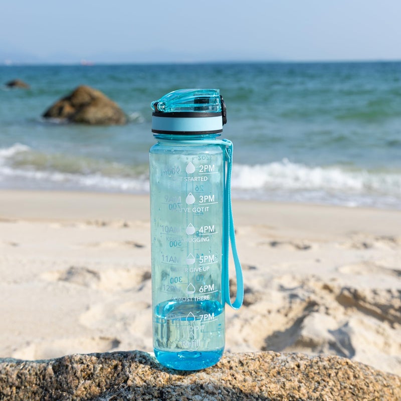 OLDLEY Water Bottle, 32oz Motivational Sports Water Bottle with Time Marker - Times to Drink - Tritan, BPA Free, Wide Mouth Leakproof, Anniversary Birthday Gifts for Men Women,Surfer (1 Bottle) - Image 3