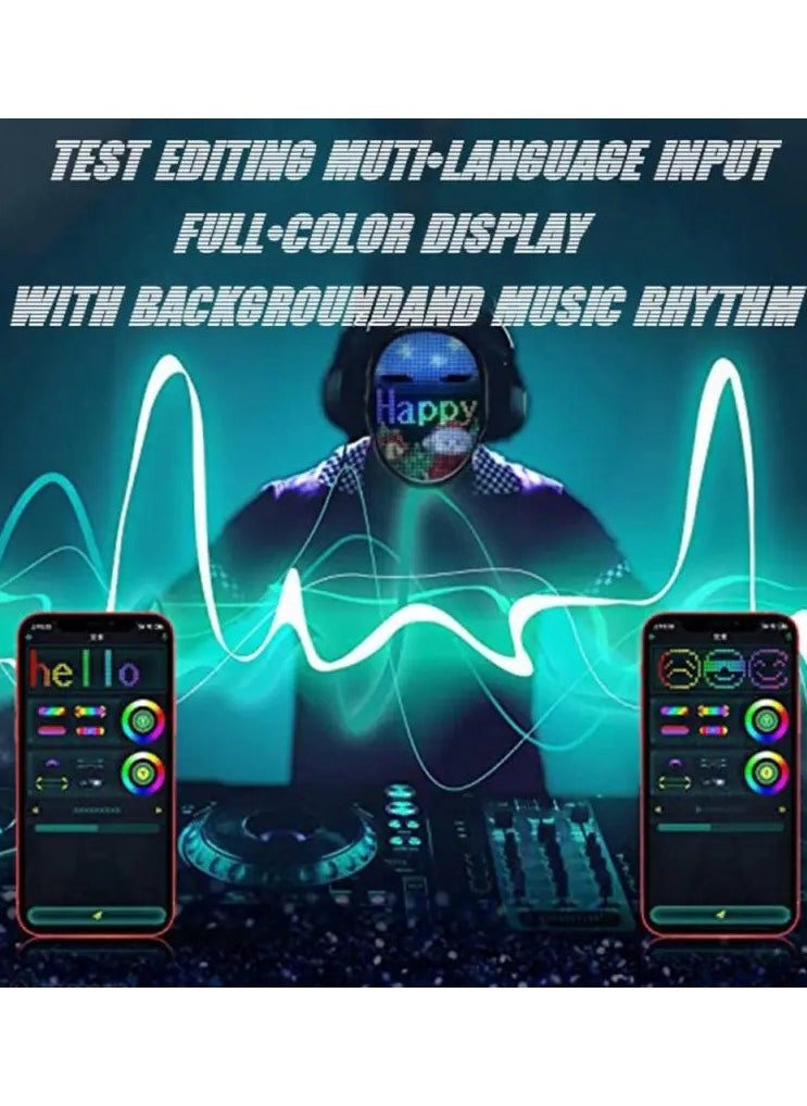 LED Face Mask with Bluetooth Programmable, App Controlled, Customizable Shining Mask