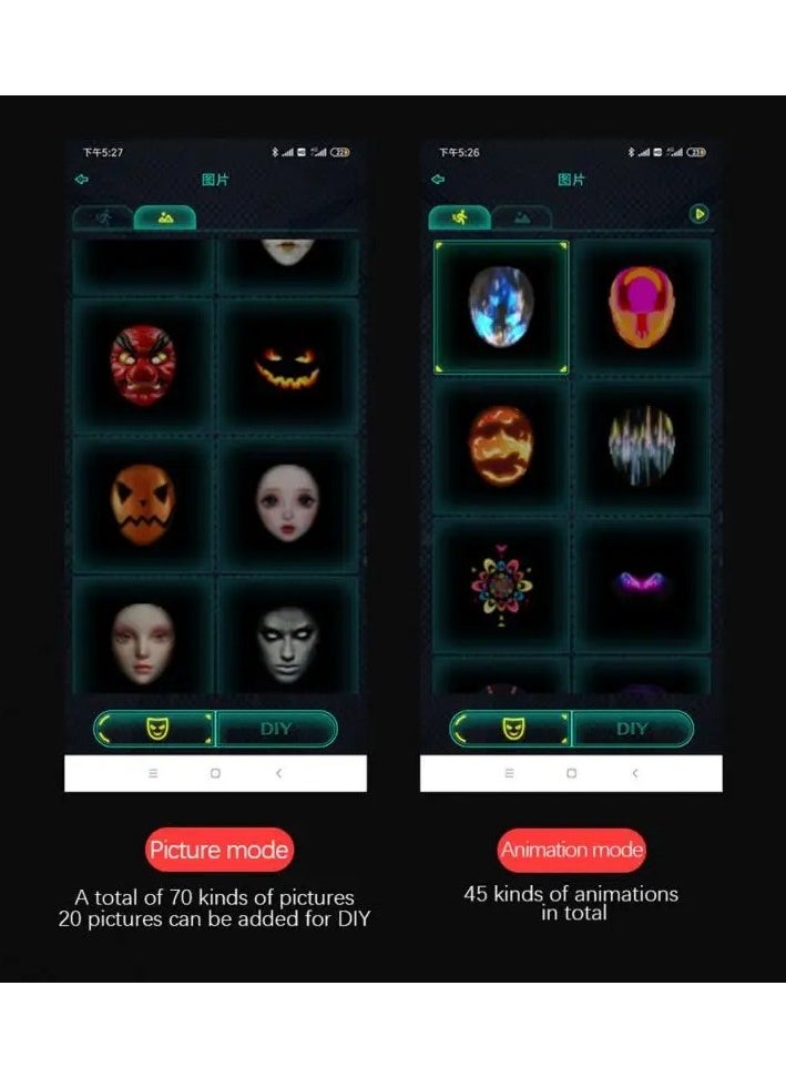 LED Face Mask with Bluetooth Programmable, App Controlled, Customizable Shining Mask