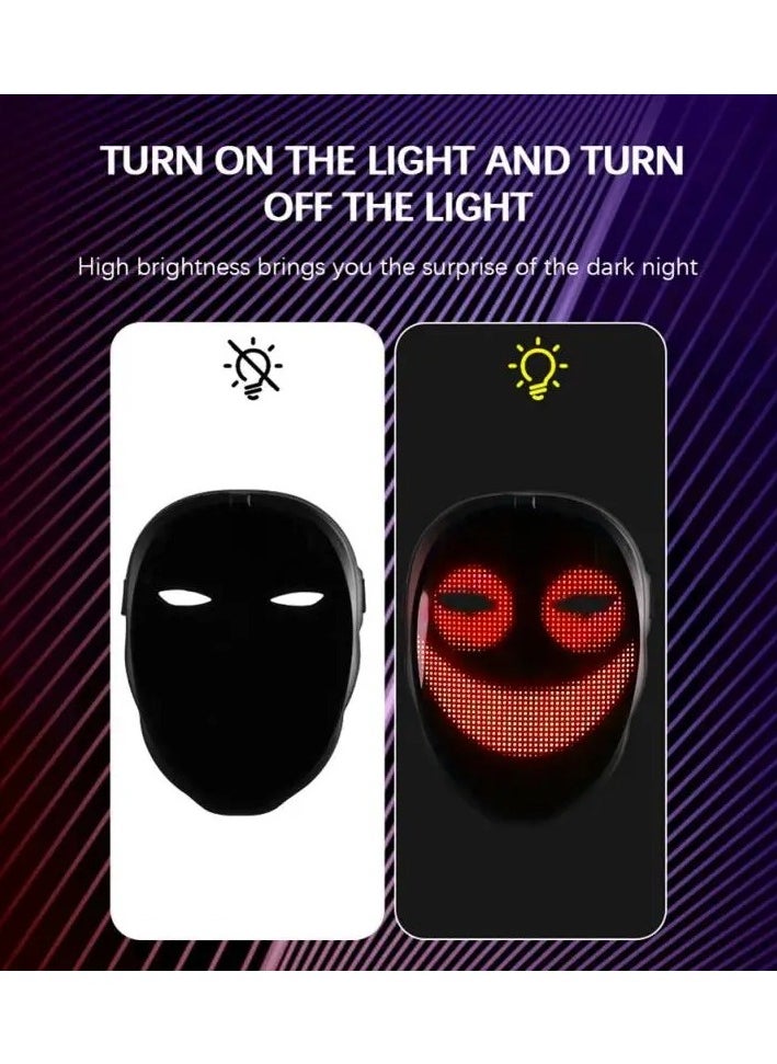 LED Face Mask with Bluetooth Programmable, App Controlled, Customizable Shining Mask