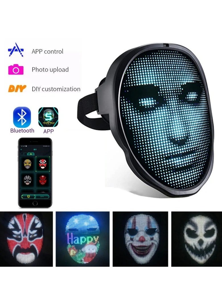 LED Face Mask with Bluetooth Programmable, App Controlled, Customizable Shining Mask