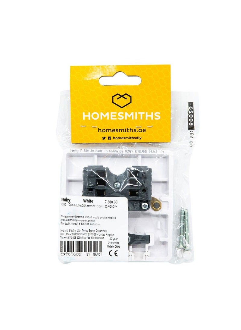 Homesmiths Tenby Cable Outlet 20A Terminal Block  - Image 1