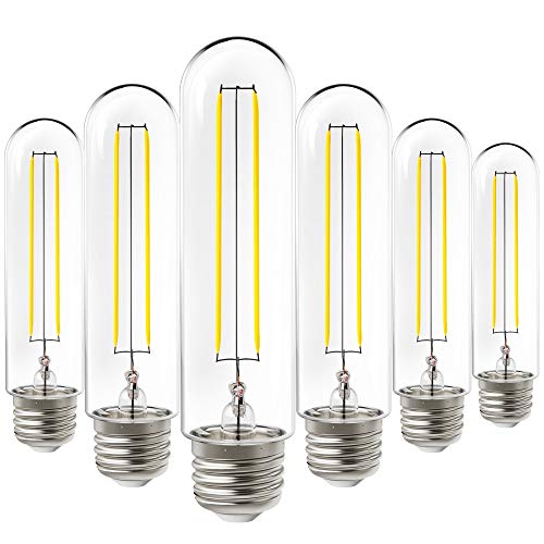 Sunco Lighting 6 Pack 5W=40W Dusk to Dawn Outdoor T10 Light Tubular LED Bulbs, CRI90 2700K Soft White E26 Base, 450 Lumens, Vintage Filament, Waterproof, Outdoor Decorative UL. - Image 1