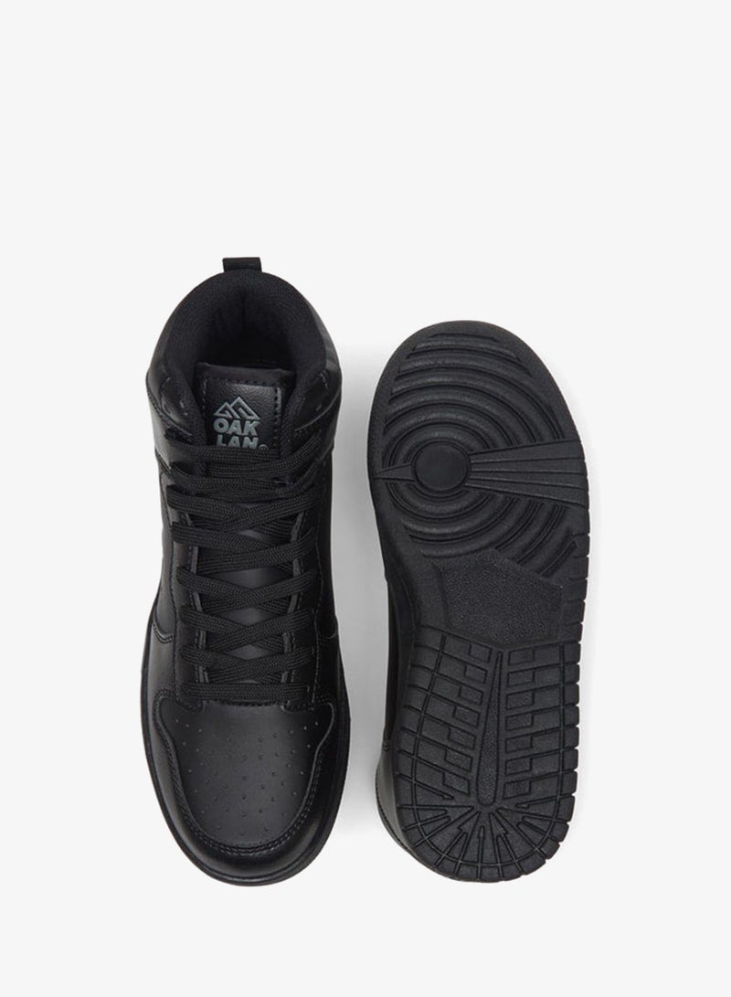 Oaklan by Shoexpress Women's Solid High Top Sneakers with Lace-Up Closure - Image 4