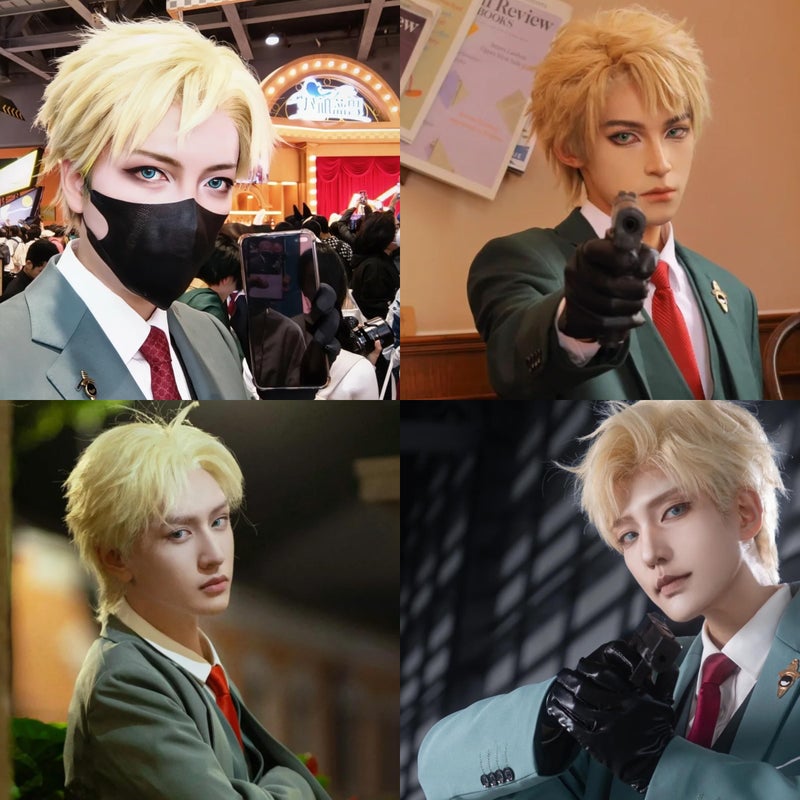Half and Half Short Blonde Anime Cosplay Wig Men's Spiky Layered Blonde Male Wigs Synthetic Hair for Men Halloween Costume Party - Image 3