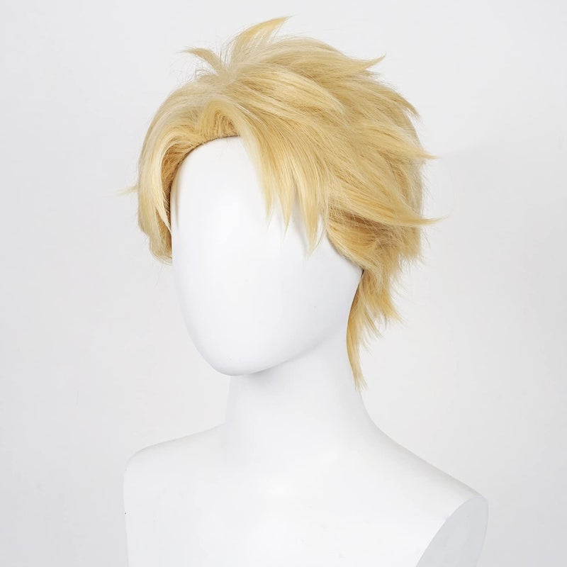 Half and Half Short Blonde Anime Cosplay Wig Men's Spiky Layered Blonde Male Wigs Synthetic Hair for Men Halloween Costume Party - Image 4
