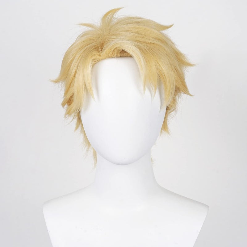 Half and Half Short Blonde Anime Cosplay Wig Men's Spiky Layered Blonde Male Wigs Synthetic Hair for Men Halloween Costume Party - Image 5