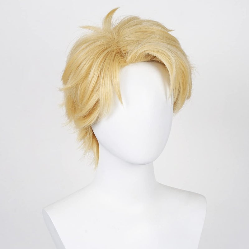 Half and Half Short Blonde Anime Cosplay Wig Men's Spiky Layered Blonde Male Wigs Synthetic Hair for Men Halloween Costume Party - Image 2