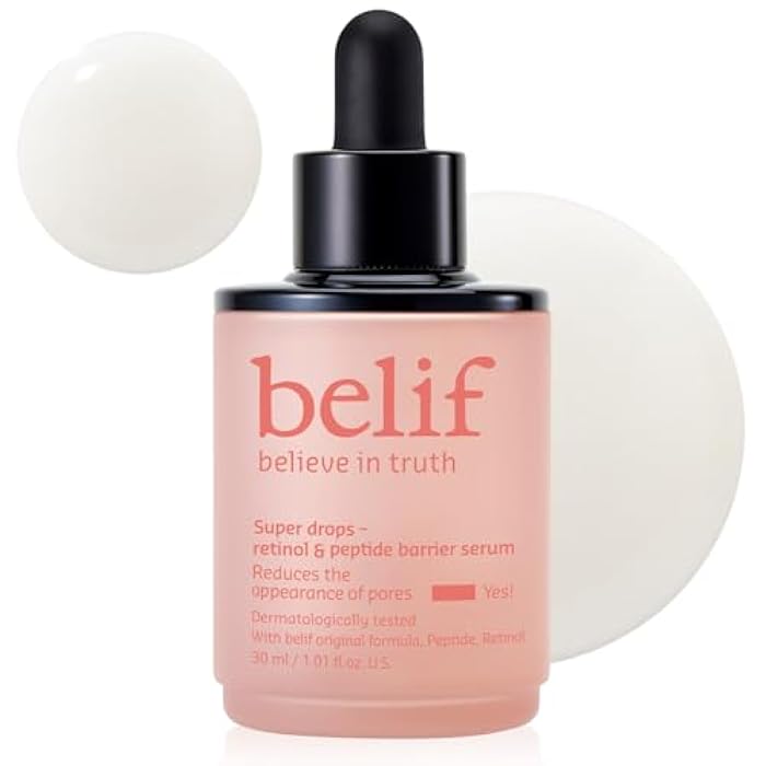 belif Retinol & Peptide Super Drops Serum – Anti-Aging Skin Booster and Pore Minimizer with Hyaluronic Acid for Firming, Smoothing & Repair, Korean Skincare for All Skin Types, 1.01 fl oz - Image 1