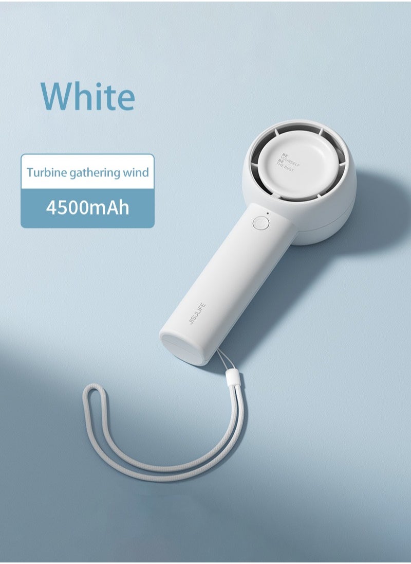 JISULIFE JISULIFE Handheld turbo fan [16 hours maximum cooling time] Mini portable handheld fan, 4500mAh USB rechargeable Mini fan, 5 speeds, suitable for travel/home/office  - Image 1