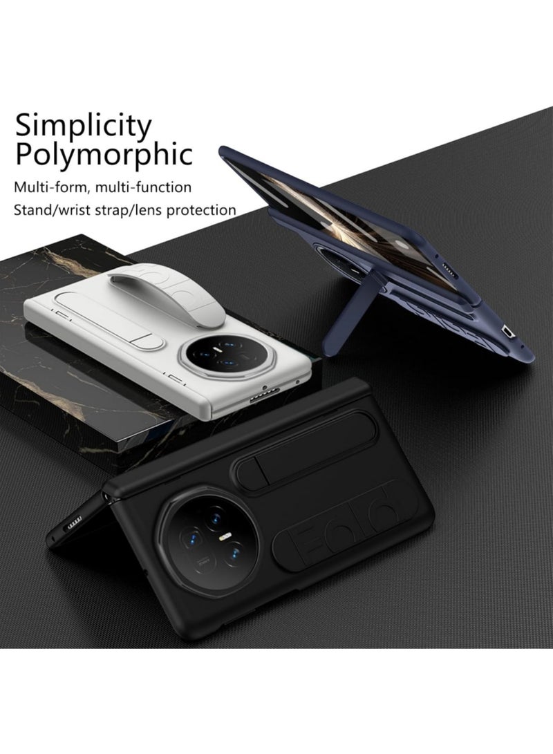 اووكاي جراب لهاتف Honor Magic V5 مع حامل وواقي شاشة، [حماية المفصلة وحزام المعصم]، غطاء واقٍ مقاوم للصدمات ومضاد لبصمات الأصابع لهاتف Honor Magic V5 (أسود) - Image 2