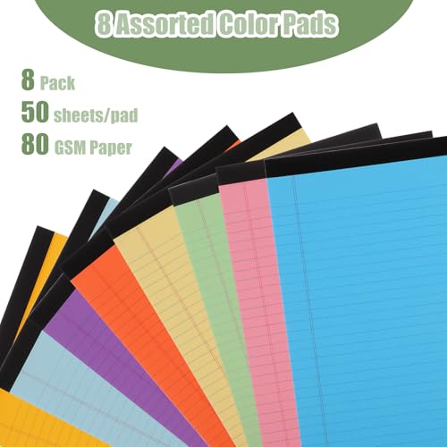 Thboxes 8 Packs Small Note Pads 5x8, Color Legal Pad 5x8 College Ruled Small Legal Pad Perforated Lined Writing Pads for Home, Study, Office, To-Do Lists, 50 Sheet/notepad, Multicolor - Image 2