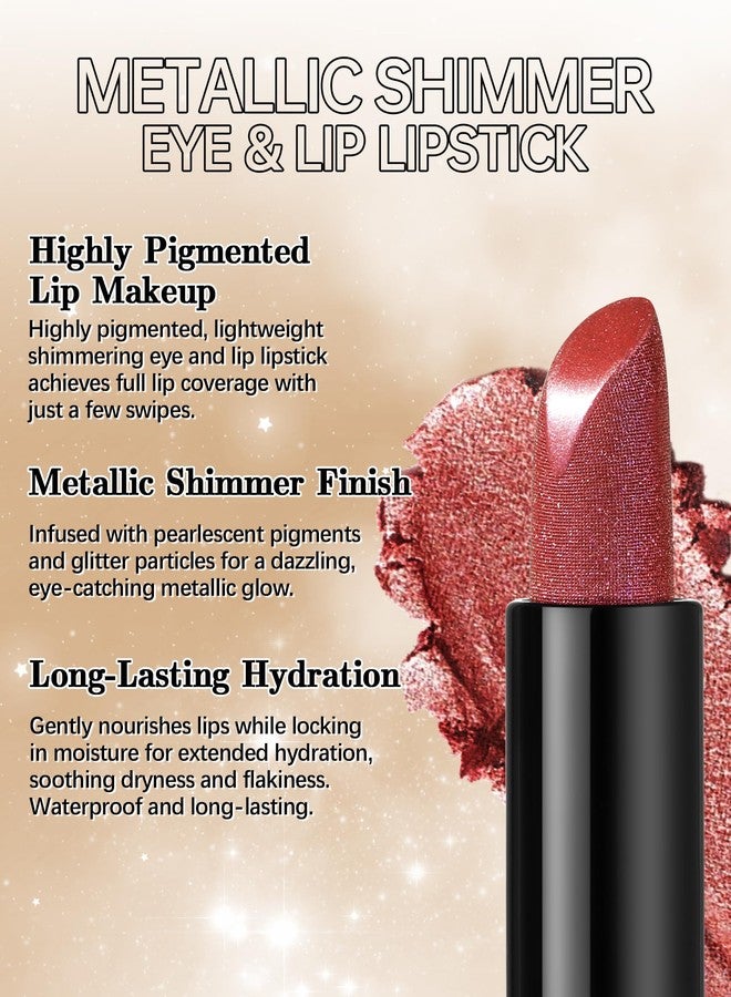 LYSdefeu Metallic Brown Glitter Lipstick for Women, Long Lasting Shine Sparkle Diamond Creamy Lipstick, Shimmer Waterproof Smudge-Proof LipGloss, Lightweight High Pigment Lip Stain Women's Day Lip Makeup-03 - Image 3
