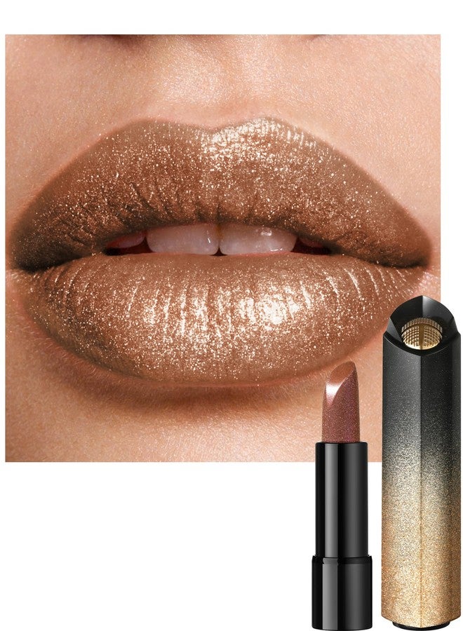 LYSdefeu Metallic Brown Glitter Lipstick for Women, Long Lasting Shine Sparkle Diamond Creamy Lipstick, Shimmer Waterproof Smudge-Proof LipGloss, Lightweight High Pigment Lip Stain Women's Day Lip Makeup-03 - Image 1