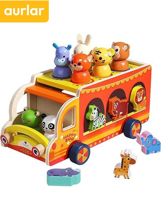 Aurlar - Montessori Wooden Animal Circus Toy, Shape Matching and Early Learning Gift for Toddlers, Boys and Girls Ages 3+ - Image 1