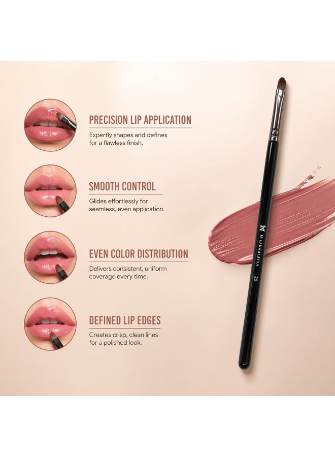 Lip Brush for Precise Lipstick Application – Professional Makeup Lip Brush for Lip Liner, Gloss & Balm – Small Detail Lip Applicator Brush – Milana Leesa - Image 3
