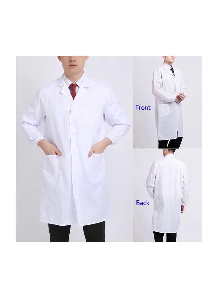 1-Piece Men/Women Adults Long Sleeve Work Clothing,Hospital Uniform Doctor White Coat,Medical Nurse Lab Coat,Size XXXL - Image 2