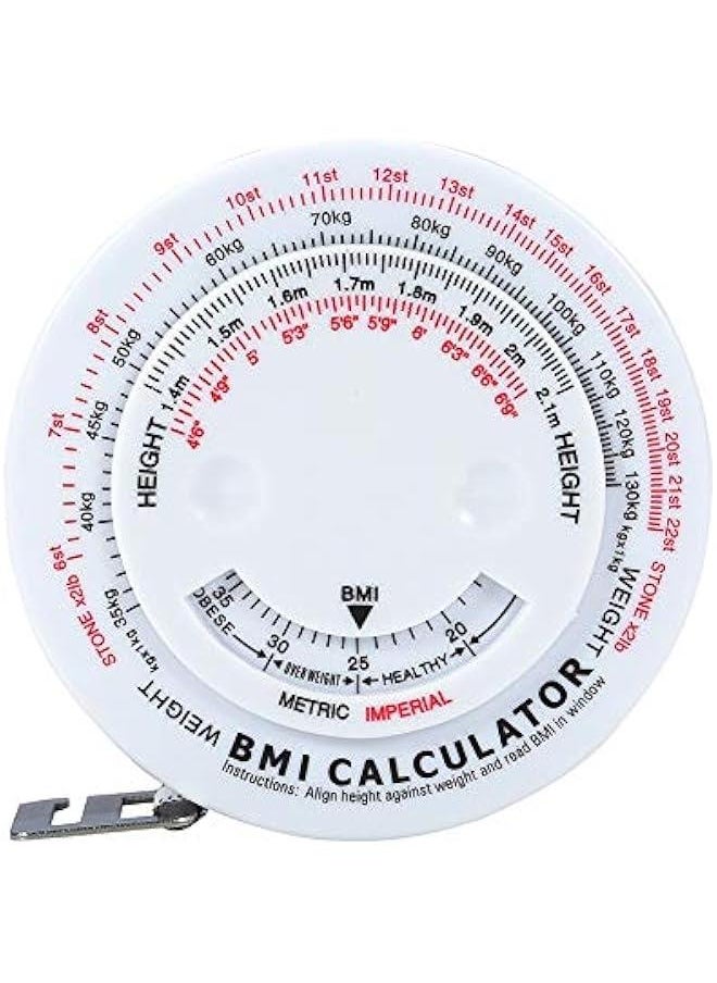 Generic BMI Body Mass Index Retractable Tape 150cm Measure Calculator Diet Tape Measures Tools  - Image 1