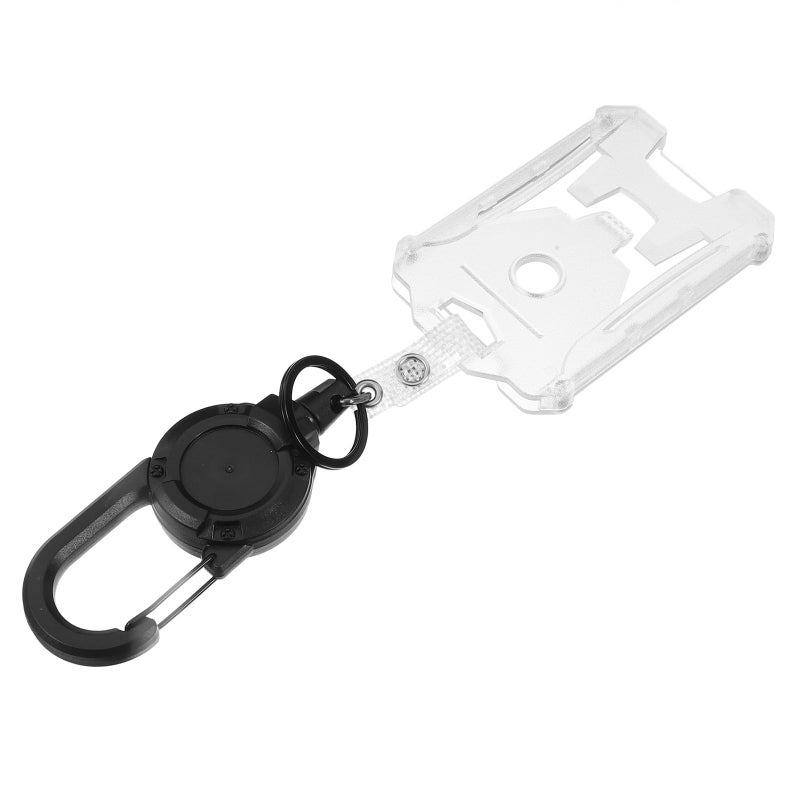 Vertical ID Card Holder with Retractable Lanyard Heavy Duty Clear Badge Sleeve - Image 2