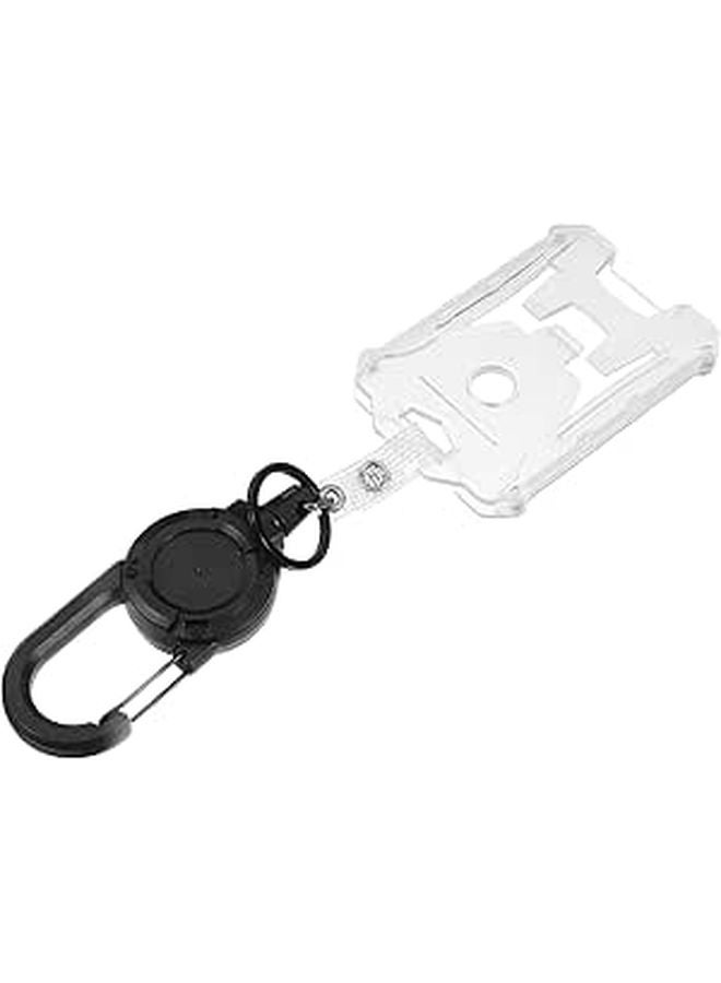 Vertical ID Card Holder with Retractable Lanyard Heavy Duty Clear Badge Sleeve - Image 1