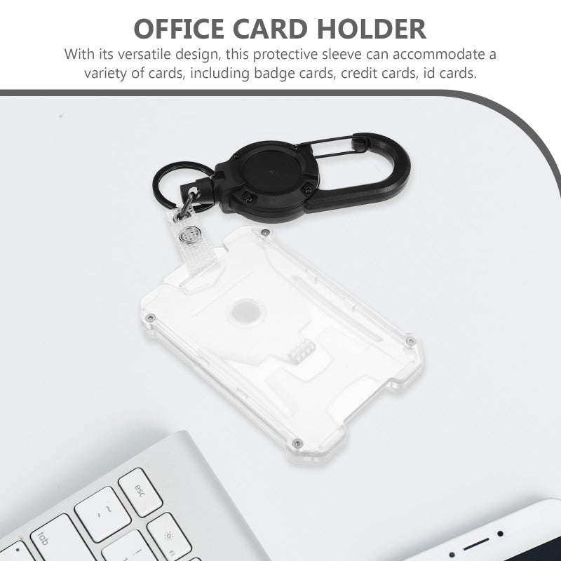 Vertical ID Card Holder with Retractable Lanyard Heavy Duty Clear Badge Sleeve - Image 4