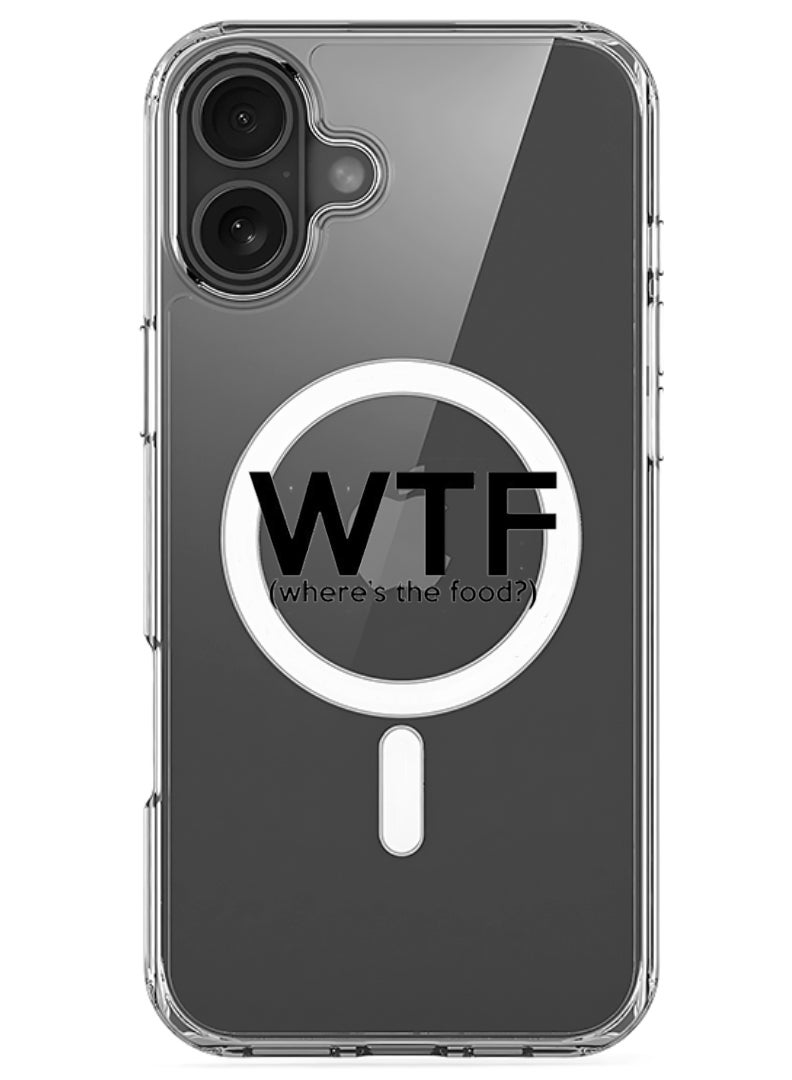 Theodor iPhone 16 Plus Magsafe Magnetic Case for iPhone Compatible with Wireless Charging, Shockproof Phone Bumper Cover - WTF where is the food - Image 1