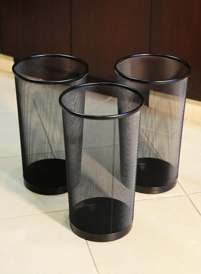 AKDC  Small Cylinder Trash Can For Home Or Office, 6 Gallon Mesh Round Bins, Lightweight, Steel Wastebasket Set For Garbage Or Recycle, 3-Pack, (Multicolour) - Image 3