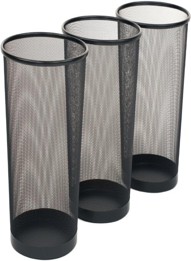 AKDC  Small Cylinder Trash Can For Home Or Office, 6 Gallon Mesh Round Bins, Lightweight, Steel Wastebasket Set For Garbage Or Recycle, 3-Pack, (Multicolour) - Image 1